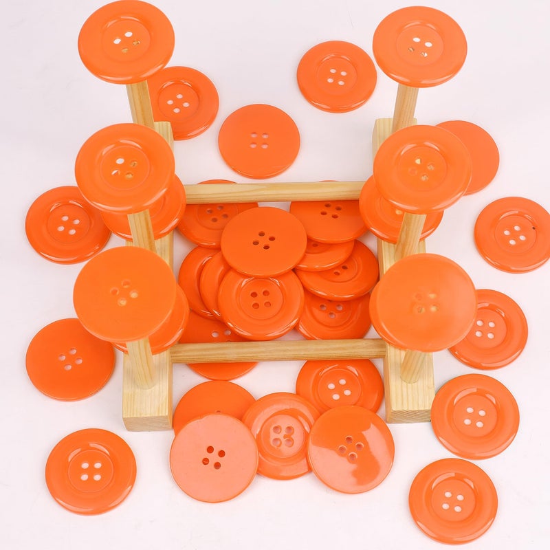 YAKA 50pcs 4 Holes Round Sewing Resin Buttons1.5inch/38mm in Bulk for Environmental Sewing Fasteners Scrapbooking DIY Sewing Tailor Crafts Coats Clothe Orange - Image 5